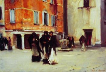 約翰 辛格 薩金特 Sortie de l'eglise campo san canciano venice